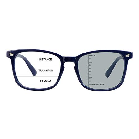 LAMBBAA Vintage Square Progressive Multifocal Presbyopic Glasses, Photochromic Gray Sunglasses for Men Women Readers (+0.00/+2.25 Magnification)…