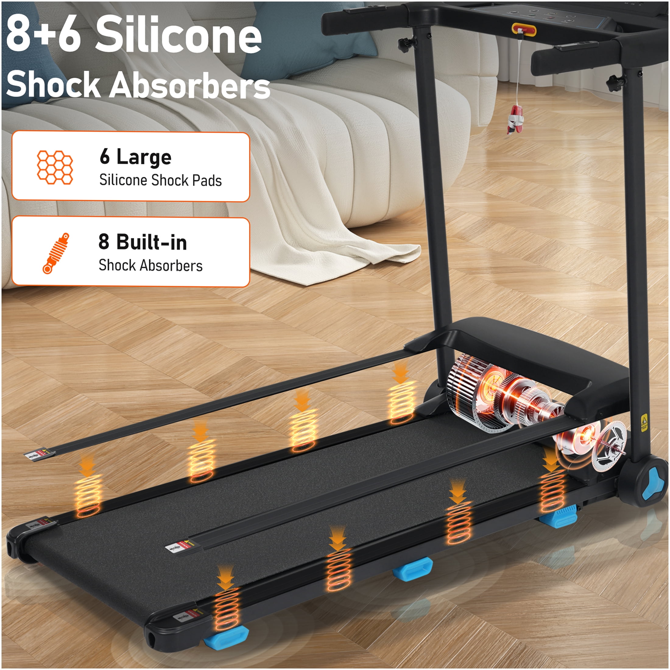 JERFIT Foldable Treadmill for Home with Incline, 3.0HP Quiet Motor, 10MPH Speed, 300LB Capacity, Bluetooth Speaker, USB/Type-C Charging, Heart Rate Monitor