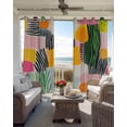 thumbnail image 6 of Contemporary Geometric Blackout Curtains for Bedroom Living Room Darkening Curtains 63 Inches Long Color Block Striped Abstract Window Curtain 2 Panels Set Window Treatment Grommet Drapes 42"x63", 6 of 9