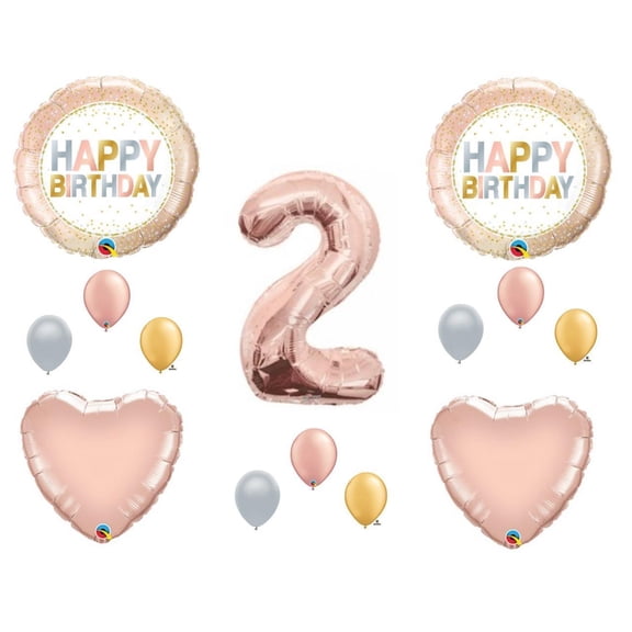 Rose Gold 2nd Birthday Party Balloons Decoration Supplies Dots Second
