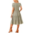 thumbnail image 3 of Vestido de flores de INSPIRE CHIC con escote cuadrado, mangas cortas abullonadas y dobladillo con volantes, 3 of 6