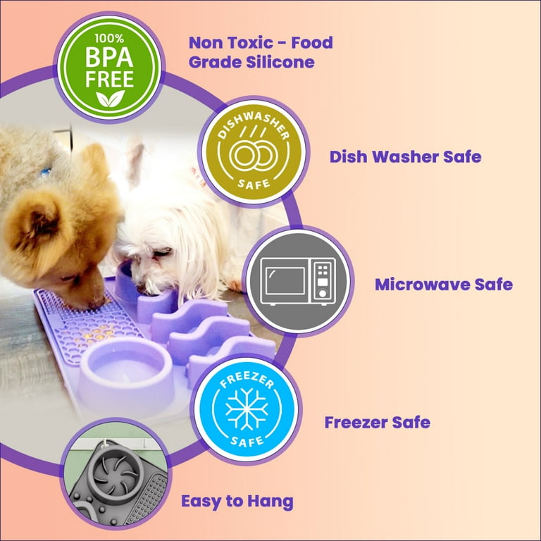 Zilly Slow Feeder Dishwasher Safe Silicone Dog & Cat Lick Mat with Spatula & Brush, Gray - Walmart.com