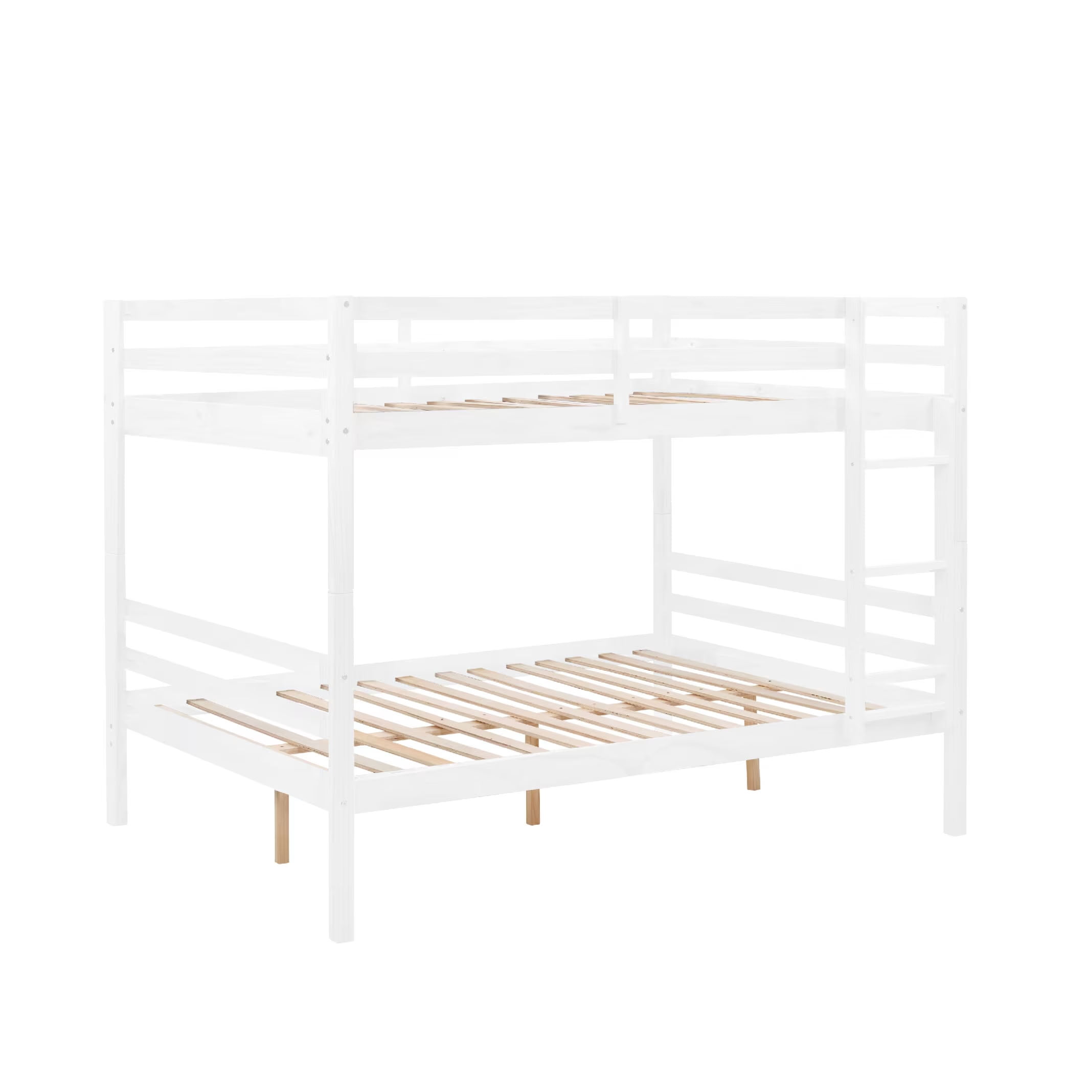 MAYEERTY Full over Full Bunk Bed with Ladder and High Guardrail, Solid Wood Bed Frame, Space-Saving for Kids Teens Dorm Rooms Guest Rooms, No Box Spring Needed