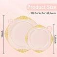 thumbnail image 2 of 200PCS Pink and Gold Plates - Pink Plastic Plates - Fancy Disposable Plate with Gold Rim - Vintage Wedding Dinner & Dessert Plate for 100 Guests for Wedding & Party & Bridal Shower, 2 of 18