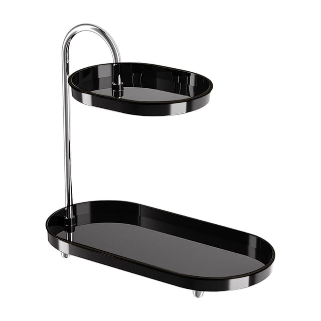Storage Rack for Bathroom Living Room Desktop Countertop Organizing Rack 12.2 in x 12 in x 5.9 in Plastic and Chrome Metal Double Layer Elliptical Tray