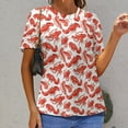 thumbnail image 6 of Crawfish Pattern Print Womens Tops Women's Fashion Casual Short Sleeve Flower Print Round Neck Pullover Top Blouse, 6 of 6