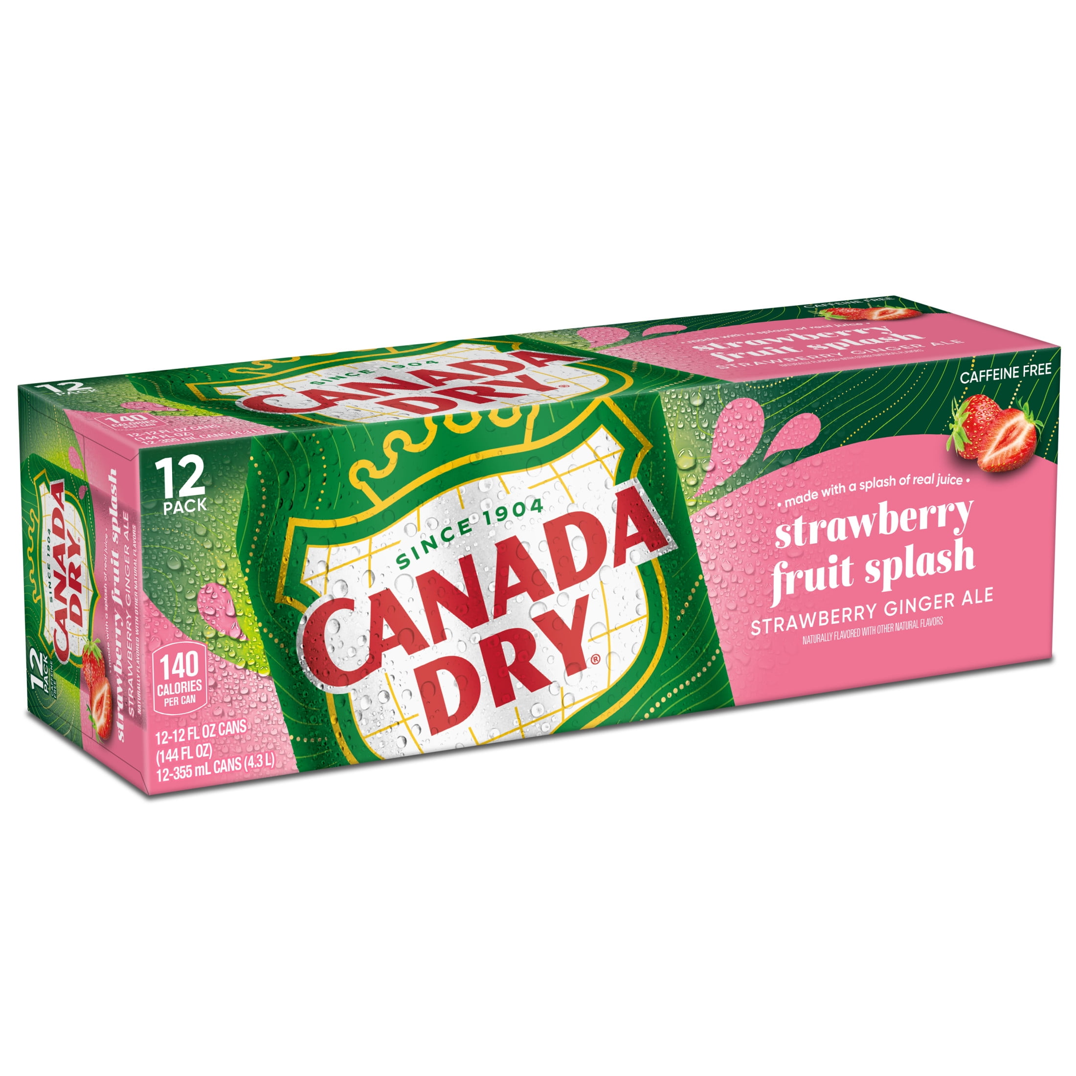 Canada Dry Caffeine Free Fruit Splash Strawberry Ginger Ale Soda
