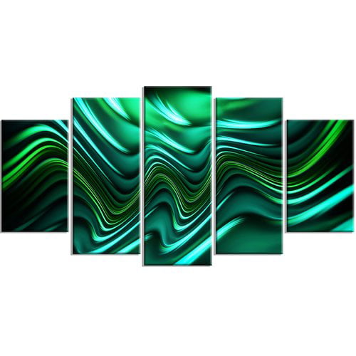 Design Art Emerald Energy Green Abstract Canvas, 5 Panels, 60