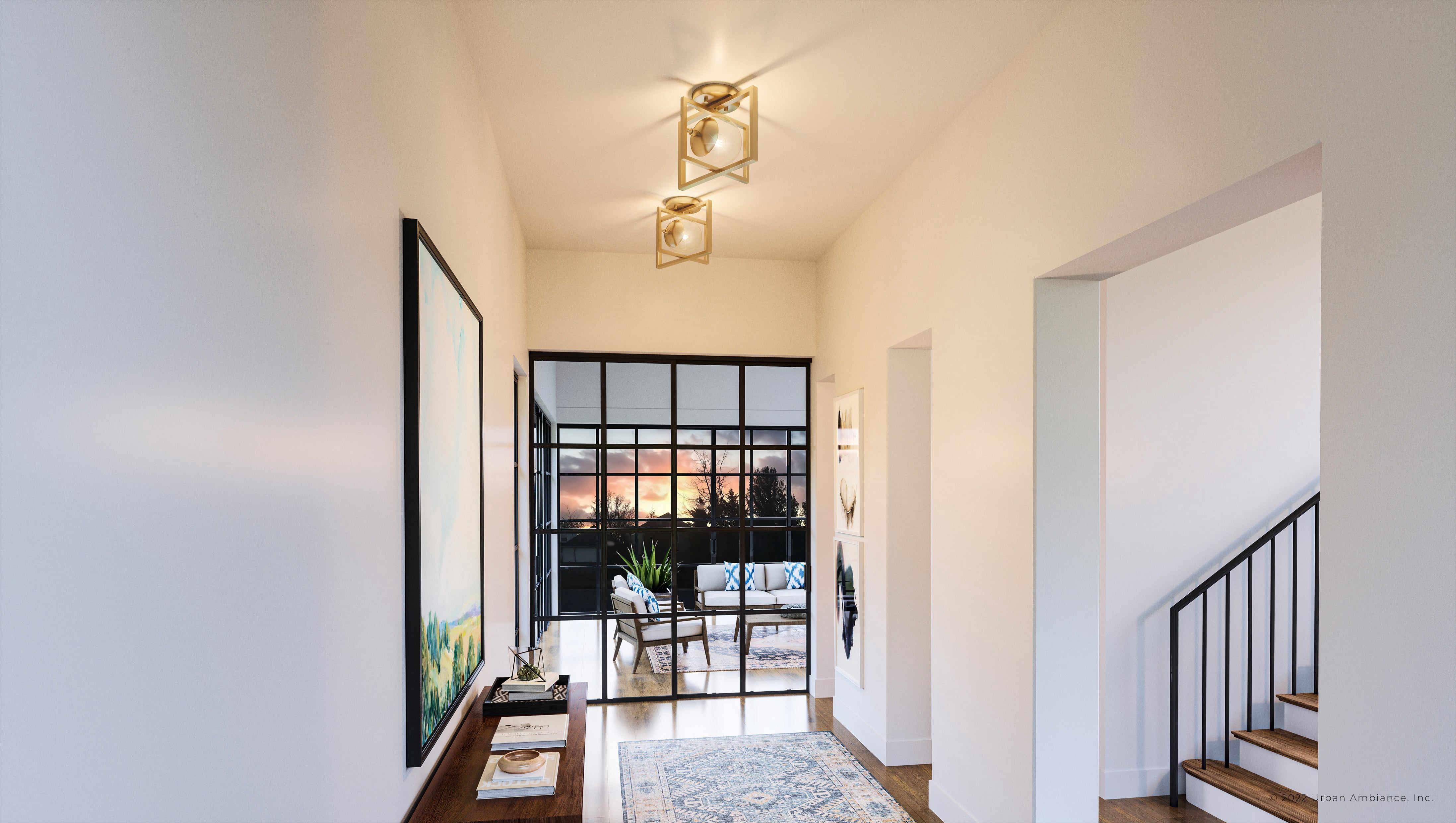 Luxury Minimalist Ceiling Light, 9.75H x 12W, with Modern Farmhouse Style, Brushed Bronze, UHP4020 by Urban Ambiance