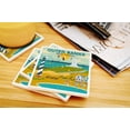 thumbnail image 3 of Outer Banks, North Carolina, Beach and Lighthouse, Geometric (Absorbent Ceramic Coasters Set of 4 Matching Images, Cork Back, Kitchen Table Decor), 3 of 3