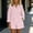 Pink women striped two piece set a1, variant on Cagogo Women's 2 Piece Striped Casual Set V Neck Long Sleeve Top Elastic Waisted Shorts Summer Outfits Lounge Travel Clothes Matching Two Piece, Black L