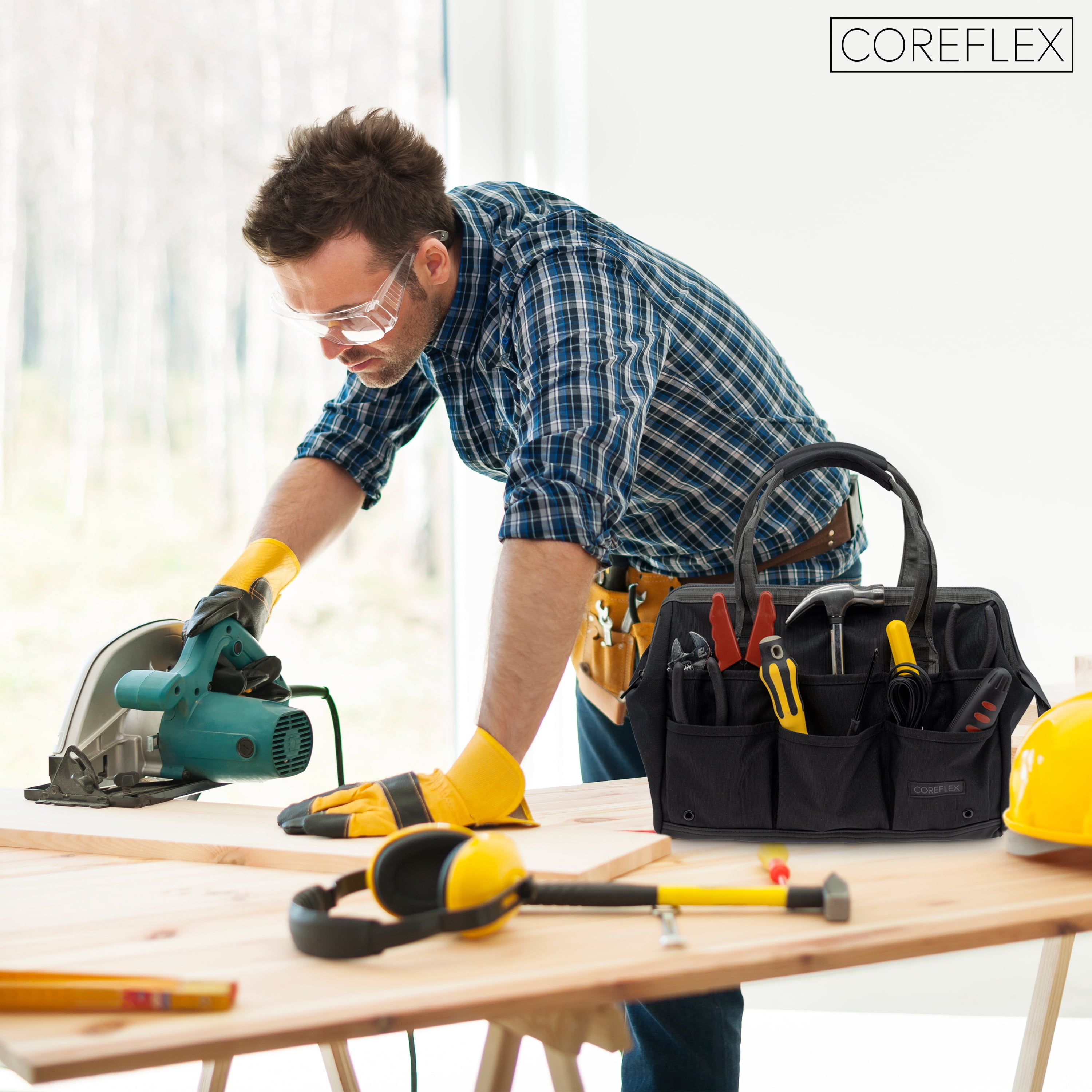Coreflex Tool Bag, 14inch wide mouth multiple purpose bag for Plumbers, Electricians, Handymen