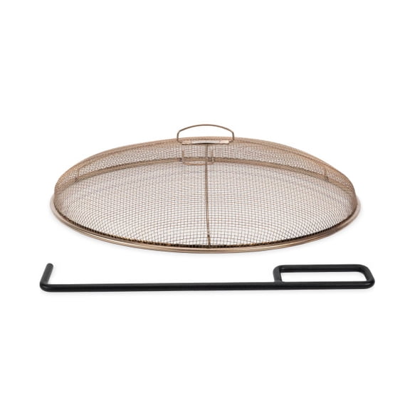 TIKI® Brand 18 Inch Smokeless Fire Pit Metal Screen Gold and 18 inch Poker Black