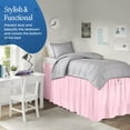 thumbnail image 2 of 30 Inch Drop Twin XL Size Dorm Bed Pink Solid Bed Skirt Lightweight Ruffled Pattern Split Corner Premium Hotal Quality With Flexible Elastic & Fade Resistent, 2 of 7