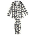 thumbnail image 6 of Halloween Pajamas Women Theme Full Printed 2 Pc Long Sleeve Pocket Button Down Lapel Shirts Loose Casual Pants Cozy Fall Winter Silk Nightwear Comfy Women's Loungewear Sets Black S, 6 of 6