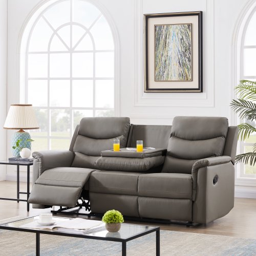 CLEARANCE! Love Seat Recliner Sofa, PU Leather Reclining Sofa 3Seater