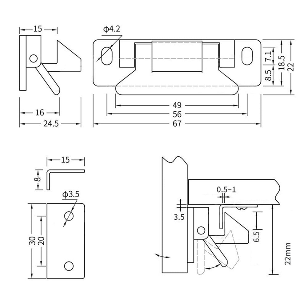 Rv Buckle Lock Yacht Home Cabinet Door Drawer Lock External Cabinet Door Buckle Black Fangkenuo