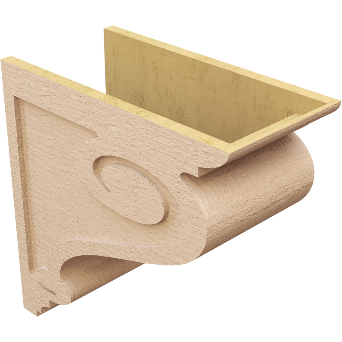 11"W x 22"D x 22"H Classic Scroll Rough Cedar Woodgrain TimberThane Corbel, Primed Tan