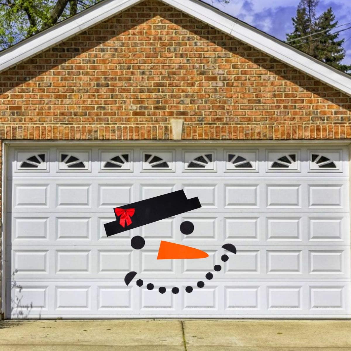 32pcs Christmas Garage Door Decorations Outdoor Snowman DIY Banner Cover Mural Large Snowman Sticker Garage Gate Door Elk Bow Hat 
