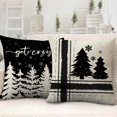 thumbnail image 5 of Winter Snowflake Decorative Throw Pillow Covers 18x18 Set of 4, Let It Snow Christmas Pine Tree Black Outdoor Pillowcase, Get Cozy Seasonal Holiday Farmhouse Cushion Case Home Decor, 5 of 6