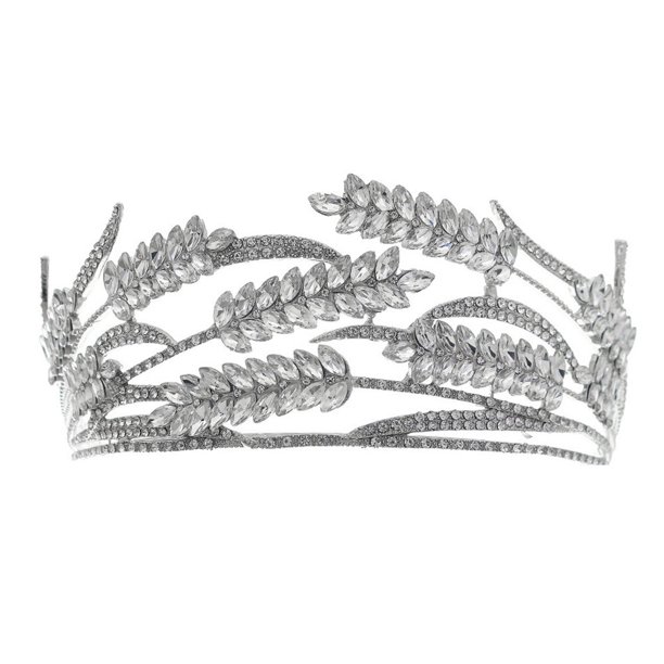 KAKOWELY 1 pieza elegante tocado de novia con corona de cristal, tocado para vestido de novia.