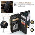 thumbnail image 3 of ELEHOLD for Samsung Galaxy S24 FE Case for Men Women Wallet Case, Premium Leather Shockproof Purse Case with Credit Card Slots Zipper Pocket Anti-Loss Wriststrap Samsung Galaxy S24 FE,Black, 3 of 9