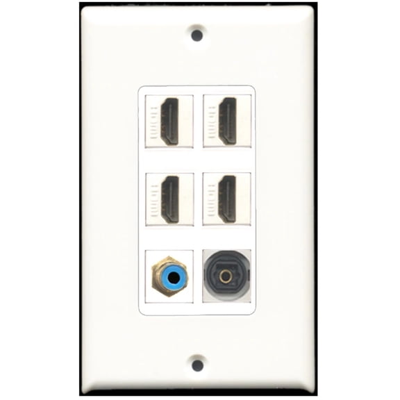 Ultra Spec Cables 4 Port HDMI 1 RCA Blue 1 Toslink Wall Plate DecorZ