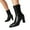 Black, variant on Womens Gogo Boots Pointed Toe Elastic Ankle Boots High Block Heel Fall Boots