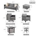 thumbnail image 6 of Ovios 9 Pieces Outdoor Patio Furniture with 30Inch Gas Fire Pit Table CSA Approved Grey Wicker Conversation Set with 360 Degree Swivel Rocking Chair, 6 of 6