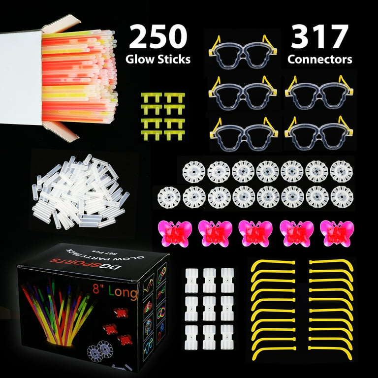 JIJI&CUI Glow Sticks,Glow Sticks Party Packs,Neon Glow Sticks Party Set for Kids,Glow in Dark Party Supplies Connectors for Glow Bracelets Flower,Glow