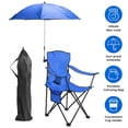 thumbnail image 2 of Folding Camping Chair with Detachable 8-Rib Sun Umbrella, 42.13 Inch Canopy Aluminum Alloy Portable Lawn Chair Supports 330LBS with Cup Holder, 2 of 15