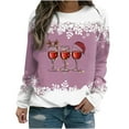 thumbnail image 1 of Chandails à Capuchon de Noël pour Femmes, T-shirt Imprimé d'Hiver, Manches Longues, Blouse, Col Rond, Hauts Décontractés, Chandails à Capuchon pour Femmes en Liquidation, 1 of 3