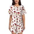 thumbnail image 1 of Fotbe Red Mushroom Conjunto de Pijama Estampado para Mujer, 2 Piezas, Ropa de Dormir con Camiseta de Manga Corta y Shorts Suaves-3X-Large, 1 of 6