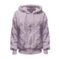 thumbnail image 4 of Women's Double Faced Fleece Jacket, Solid Color Zip Up Hoodie, Oversized Casual Coat, Winter Fall Outerwear, Fleece Lined Hooded Jacket, Warm Loungewear, Everyday Wear Purple L, 4 of 4