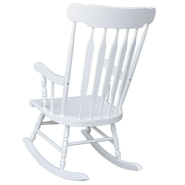 Wooden Traditional Slat Wood Rocking Chair Indoor Porch Furniture -White - Walmart.com - Walmart.com