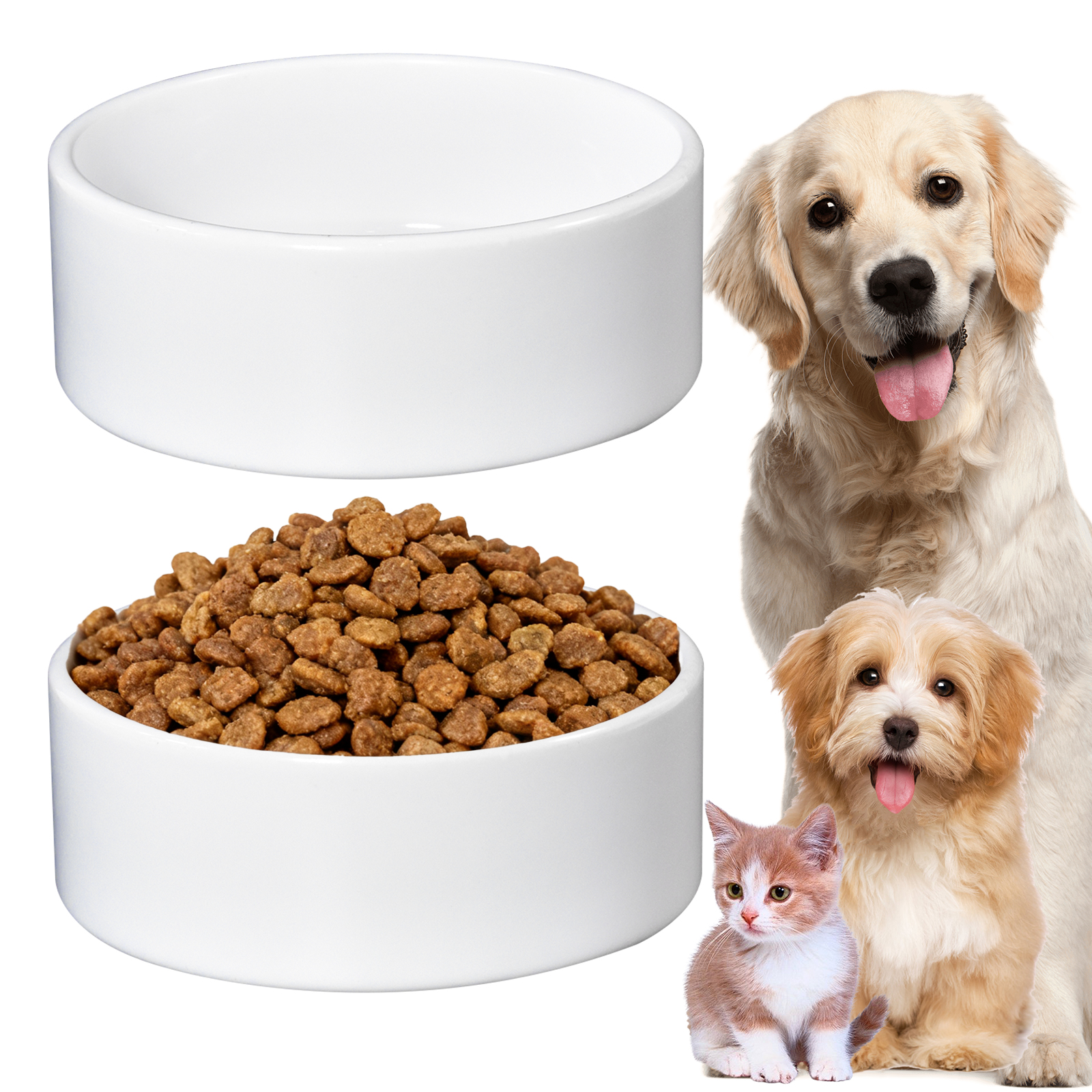 6 inch  Sublimation White Ceramic Pet Bowls dog cat food bowl  for Dye Sublimation Heat Transfer