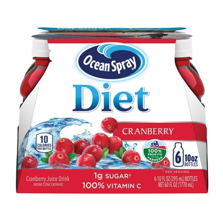 (2 pack) Ocean Spray Diet Juice, Cranberry, 10 Fl Oz, 6