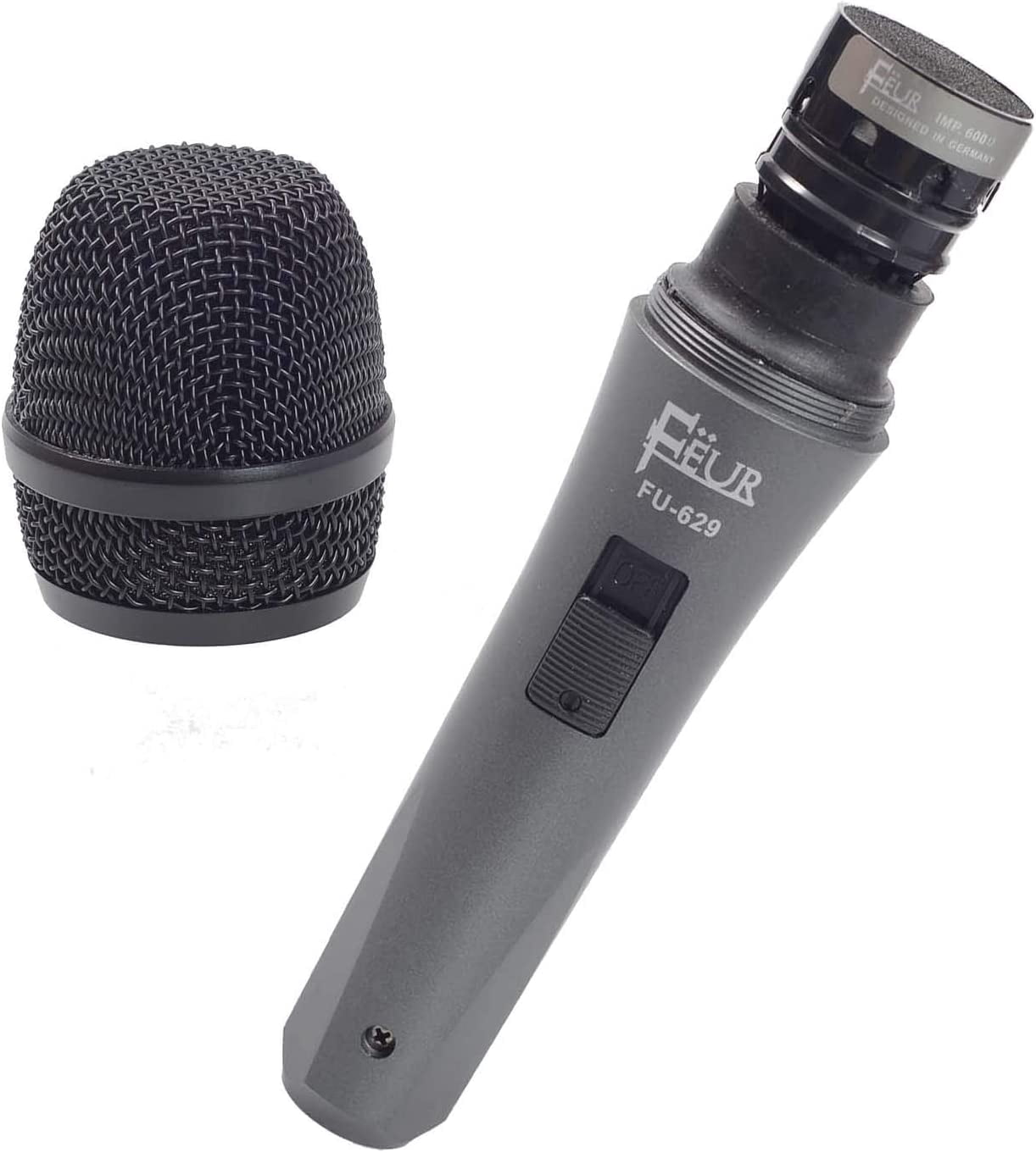 Feur Professional Dynamic Microphone - Cardioid Vocal Handheld - On/Off Switch, Heavy-Duty Aluminum Body