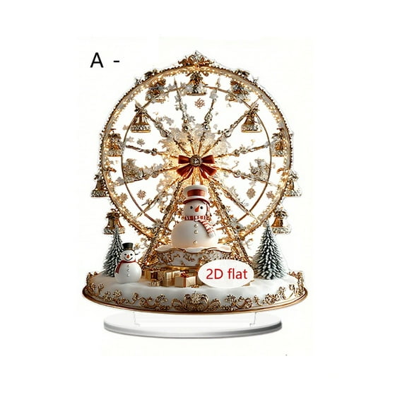 Christmas Rotating Ferris Wheel, Snowman Rotating Vintage Ferris Wheel Decor Xmas Decor for Christmas Birthday, A