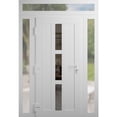 thumbnail image 4 of Front Exterior Prehung Metal-Plastic Door Frosted Glass | Manux 8112 White Silk | 2 Side and Top Sidelite Transom | Office Commercial and Residential Doors Patio 64x94 (W14+36+14x80+14) Right-hand, 4 of 6