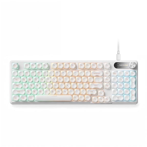 Rechale IP98 Foundation Mechanical Feel Keyboard, 98-Key Compact Wired Keyboard, IPX8 Waterproof Front Printed RGB Keycaps, Cute Makeup Style (Pink White)