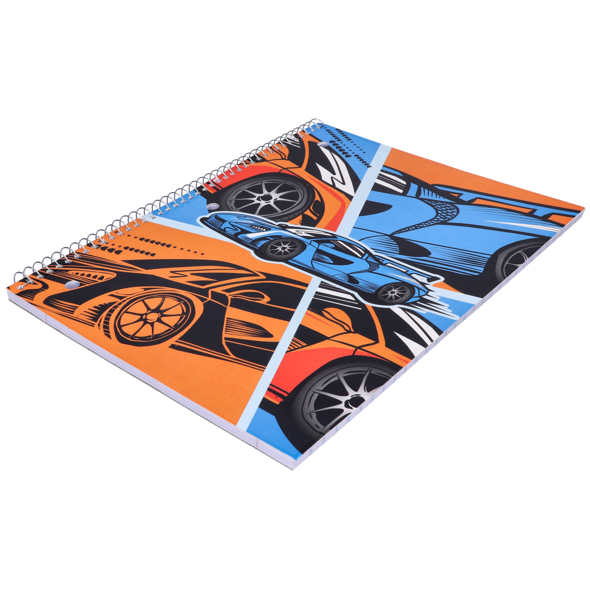 Cuaderno de 1 Materia Pen+Gear con Rayado Ancho, 8" x 10.5", Autos Deportivos Azul y Naranja, 80 Hojas 4