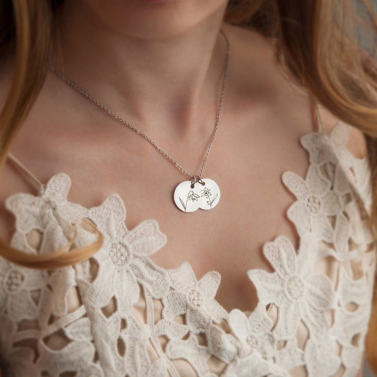 Personalized Birth Flower Necklace - Birthflower Necklace With Back Initial - Poppy Flower Charm - Birth Flower Gift - Birthday Gift for Daughter