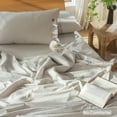 thumbnail image 3 of MooMee Duvet Cover Set Twin 100% Washed Cotton Linen Like Textured Breathable Soft 2-Piece (Cream Grey, 68"x90"), 3 of 8