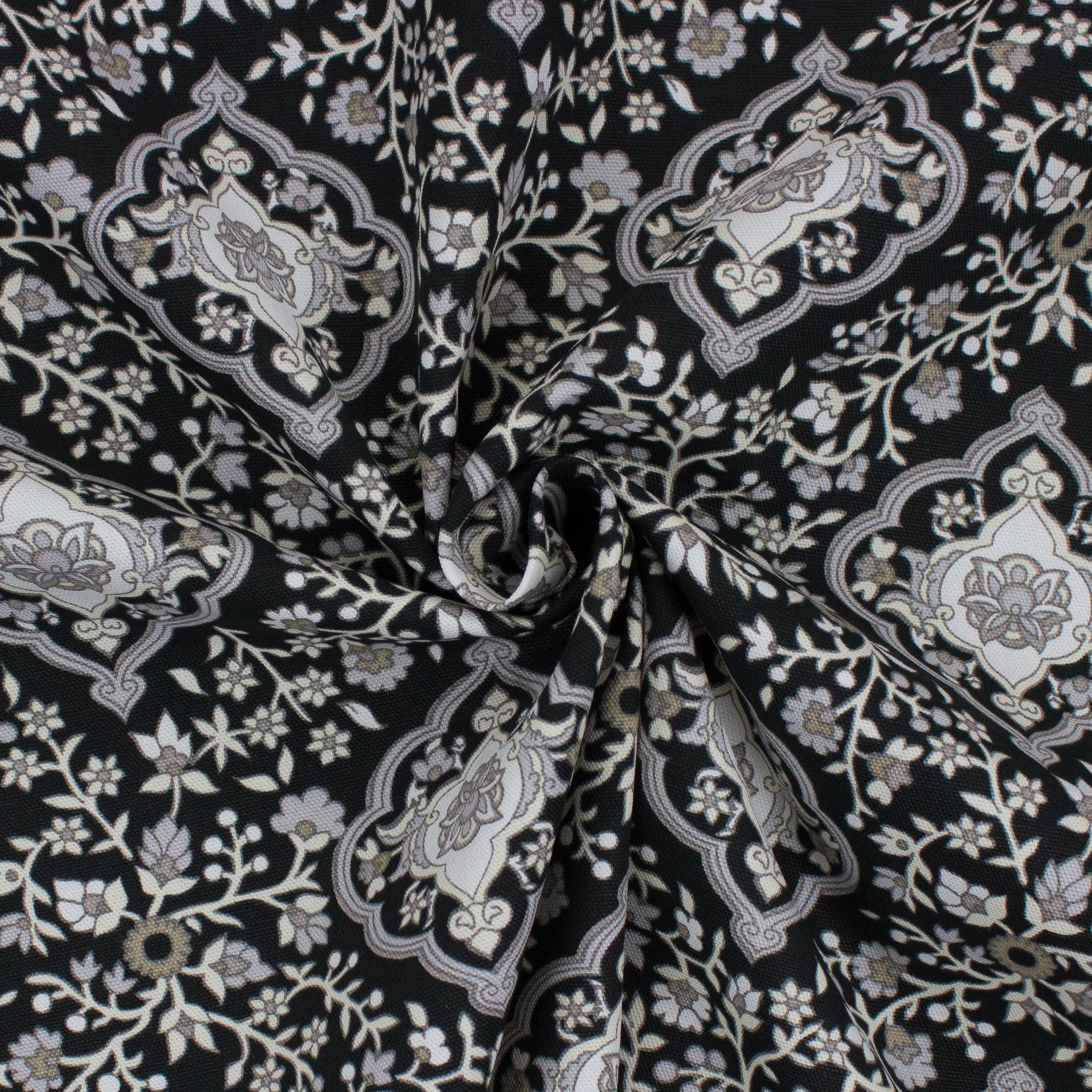 Better Homes & Gardens 100% Cotton Floral Medallion Black, 2 Yard Precut Fabric