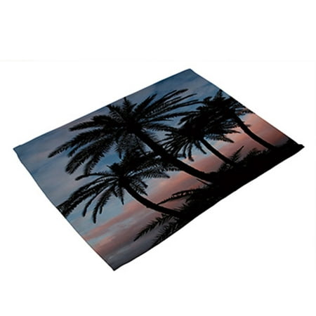 Concise Beach Coconut Tree Patterns Placemat Printing Cotton Linen ...