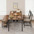 thumbnail image 3 of Accreate Modern Marble White Dining Table Set for 4, 2 Upholstered Benches, Small Apartment, 3 of 10