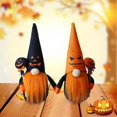thumbnail image 1 of 2pcs Halloween Plush Gnome Home Kitchen Decoration Lovely Handmade Holiday Gift Party Supplies (Black Hat + Orange Hat), 1 of 5