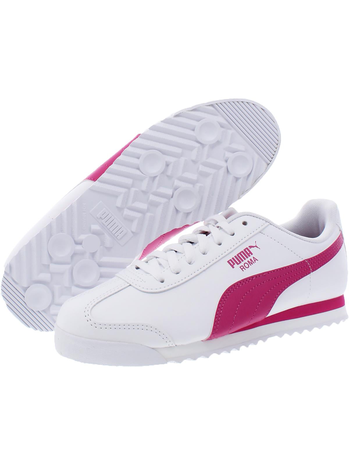 Puma Girls Roma Basic Jr Faux Leather Solid Sneakers Pink 6 Medium (B,M) Big Kid -