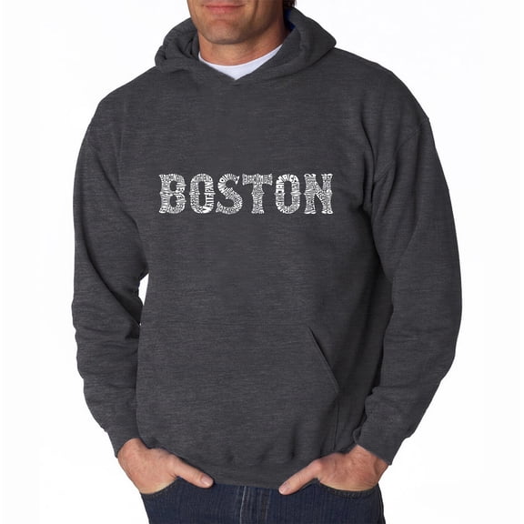 LA Pop Art Men's Word Art Hooded Sweatshirt - BOSTON NEIGHBORHOODS